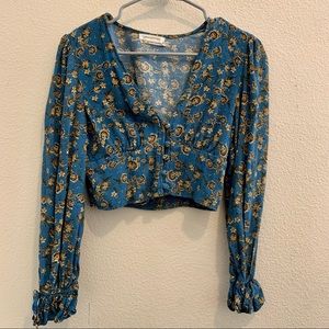 Urban Outfitters Cropped Peasant Blouse